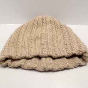 Lord & Taylor Tan Cashmere Beanie Cable Knit COZY